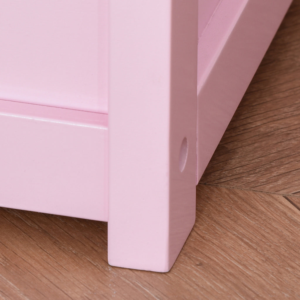 Coffre à jouet enfant banc de rangement enfant couvercle rabattable et charnières de sécurité 60 x 30 x 50 cm rose-6