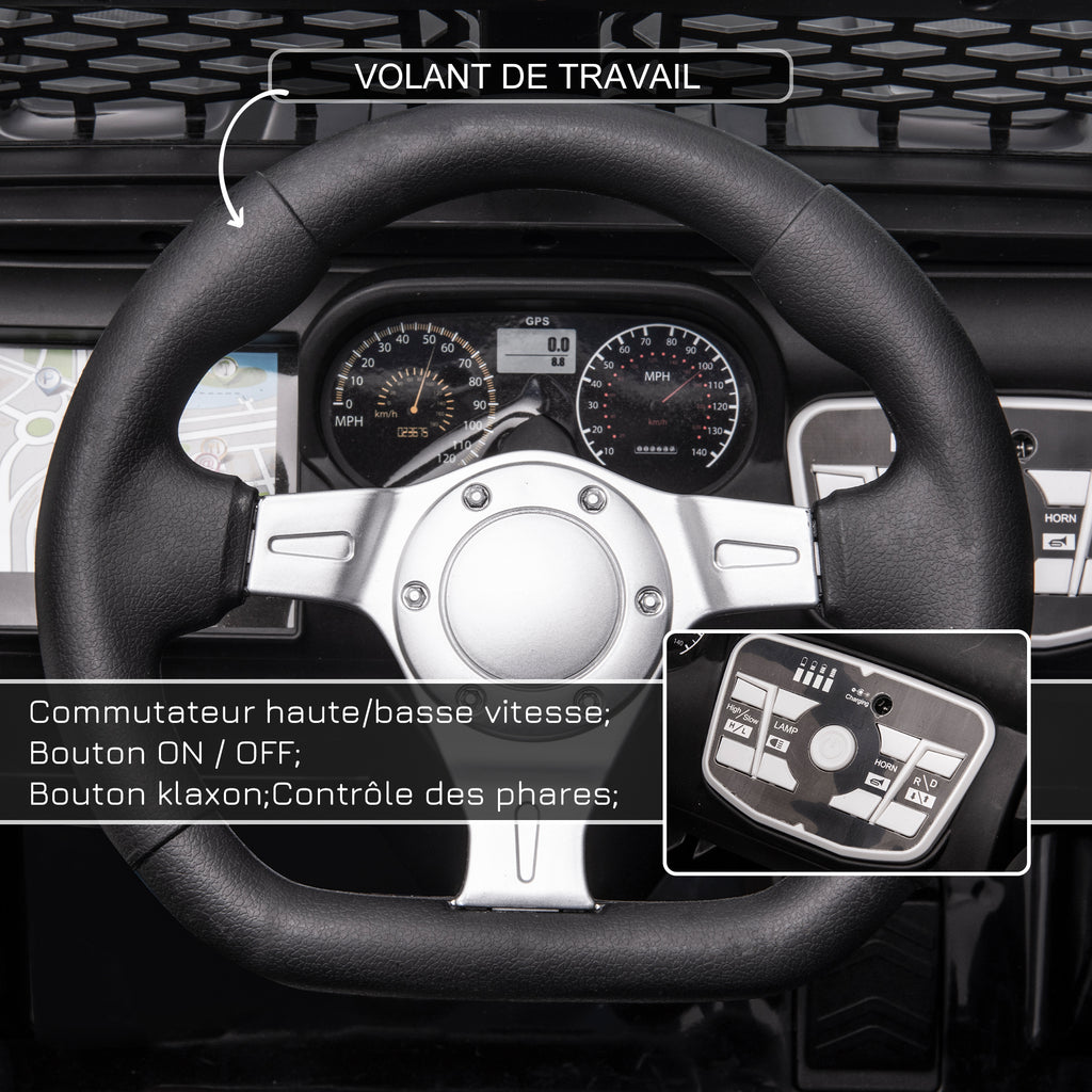 Voiture électrique pour enfants 12V avec télécommande, suspension à 4 roues, phares et klaxon, MP3, vitesse 3-5 km/h, pour 3-6 ans - noir-4