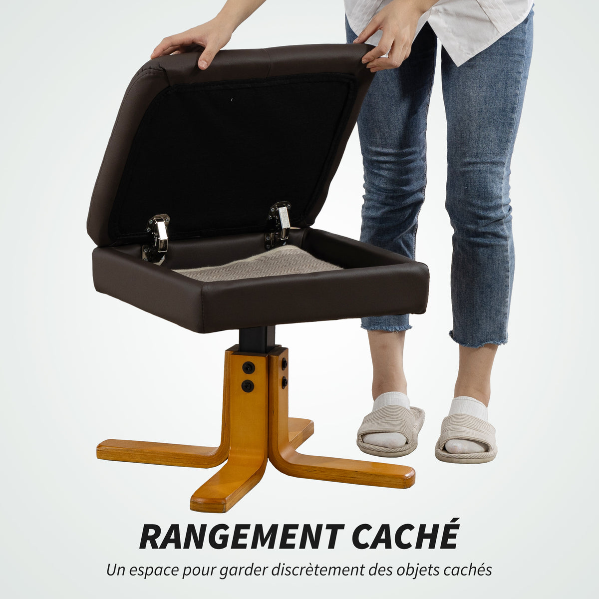 Fauteuil massant avec repose-pied, dossier inclinable jusqu'à 135°, coffre de rangement, télécommande-5