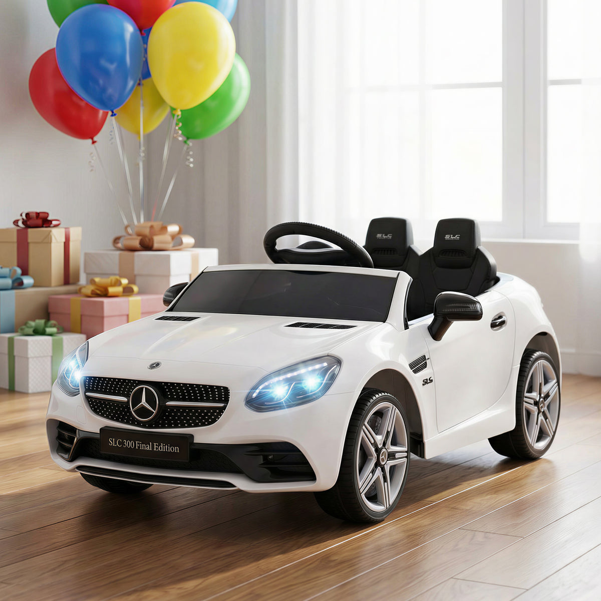 Voiture électrique enfants licence Mercedes SLC 300 12V V. Max. 5 Km/h effets sonores lumineux télécommande blanc-7