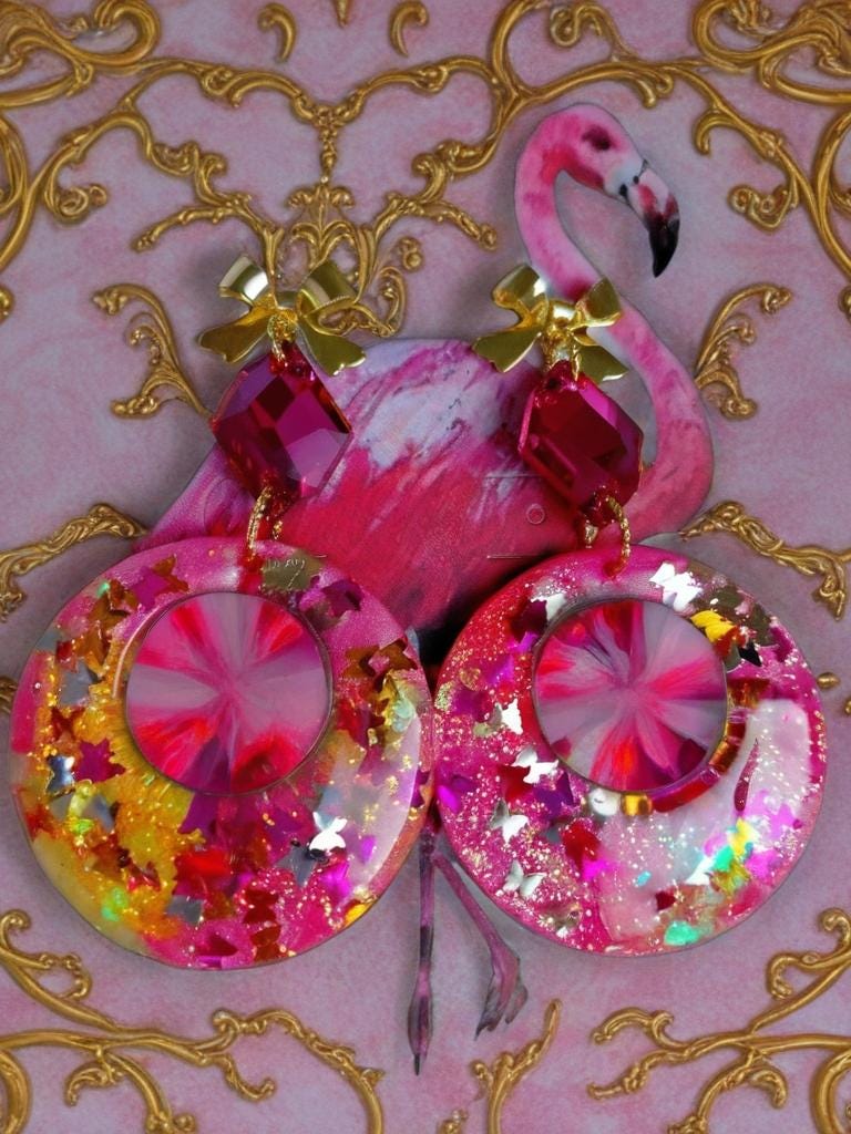 Boucles d’oreilles " trésors des lagons " bijoux sirène , résiné à la main , créoles femme élégantes