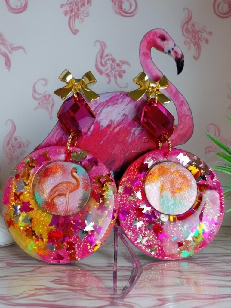Boucles d’oreilles " trésors des lagons " bijoux sirène , résiné à la main , créoles femme élégantes