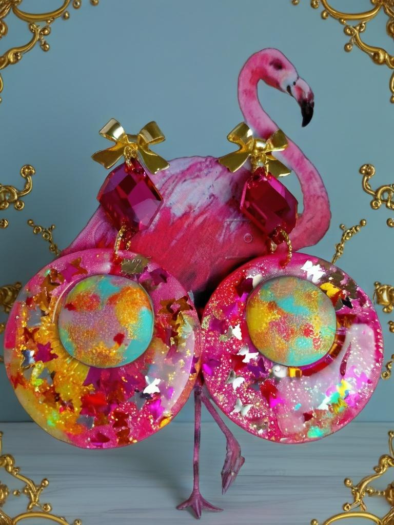 Boucles d’oreilles " trésors des lagons " bijoux sirène , résiné à la main , créoles femme élégantes