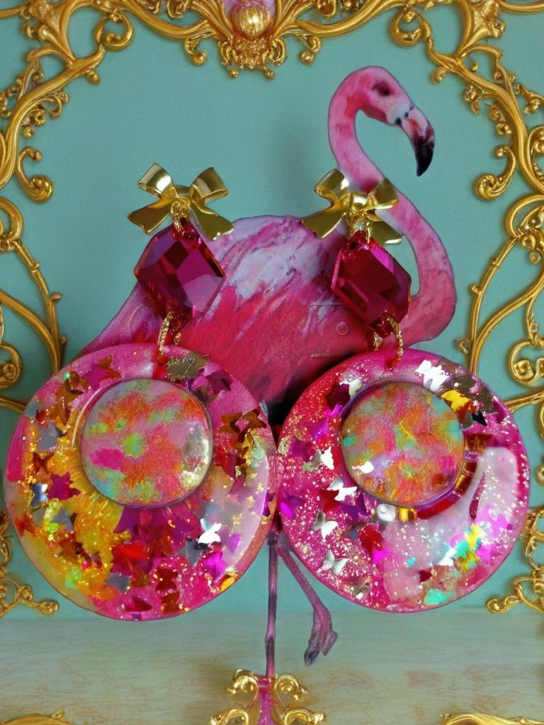 Boucles d’oreilles " trésors des lagons " bijoux sirène , résiné à la main , créoles femme élégantes