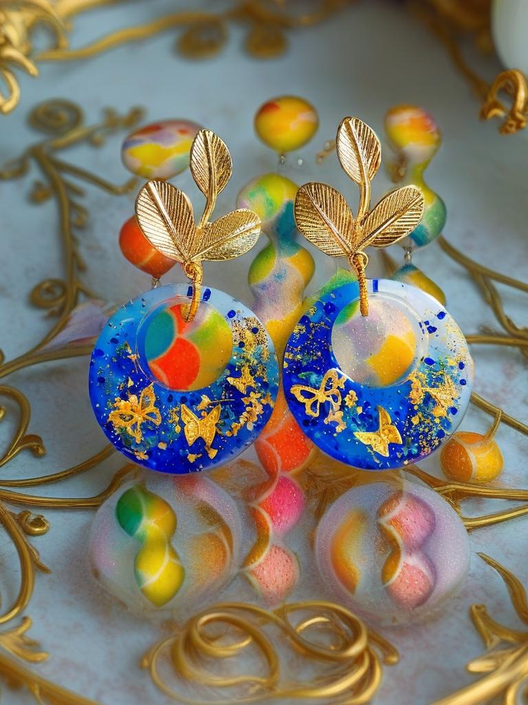 Boucles d'oreilles " papillons des lagons " en résine bleu océan, rêve tropical , fait main
