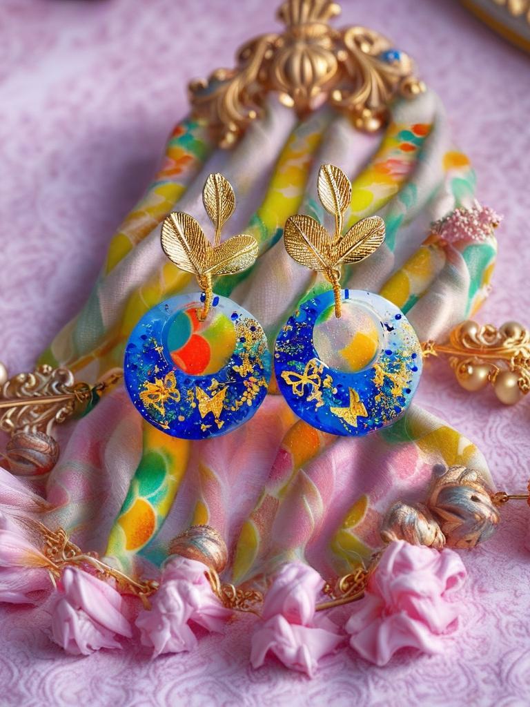 Boucles d'oreilles " papillons des lagons " en résine bleu océan, rêve tropical , fait main