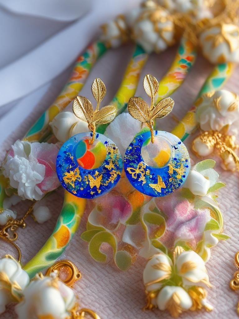 Boucles d'oreilles " papillons des lagons " en résine bleu océan, rêve tropical , fait main