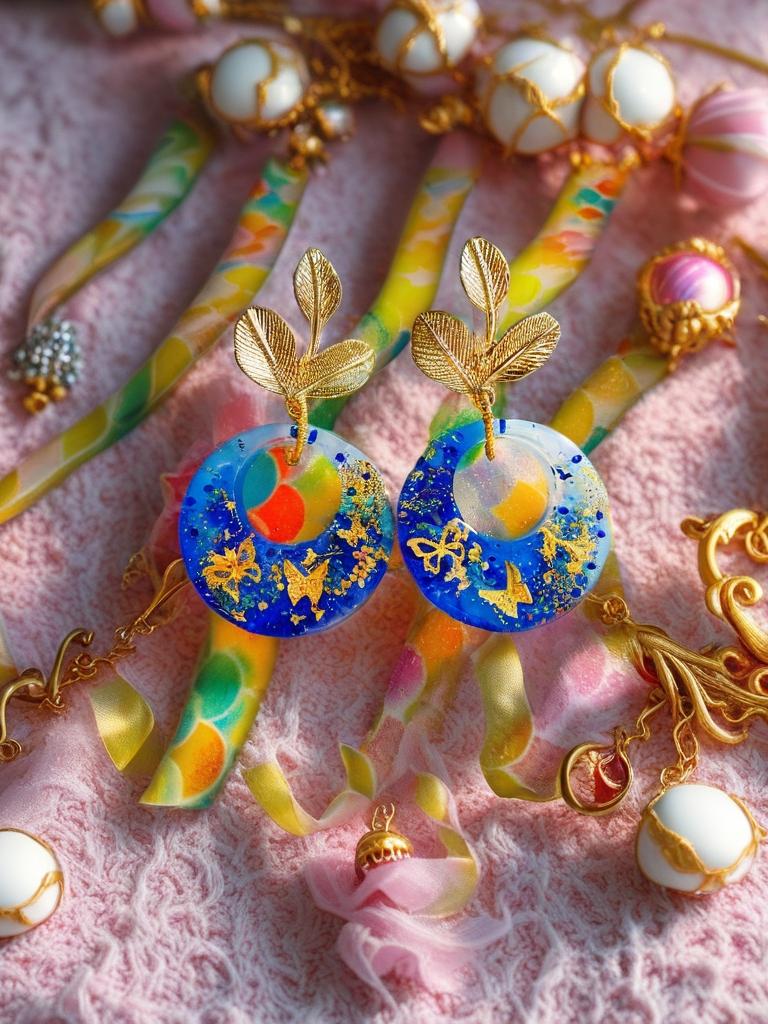 Boucles d'oreilles " papillons des lagons " en résine bleu océan, rêve tropical , fait main