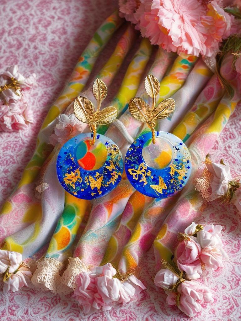 Boucles d'oreilles " papillons des lagons " en résine bleu océan, rêve tropical , fait main