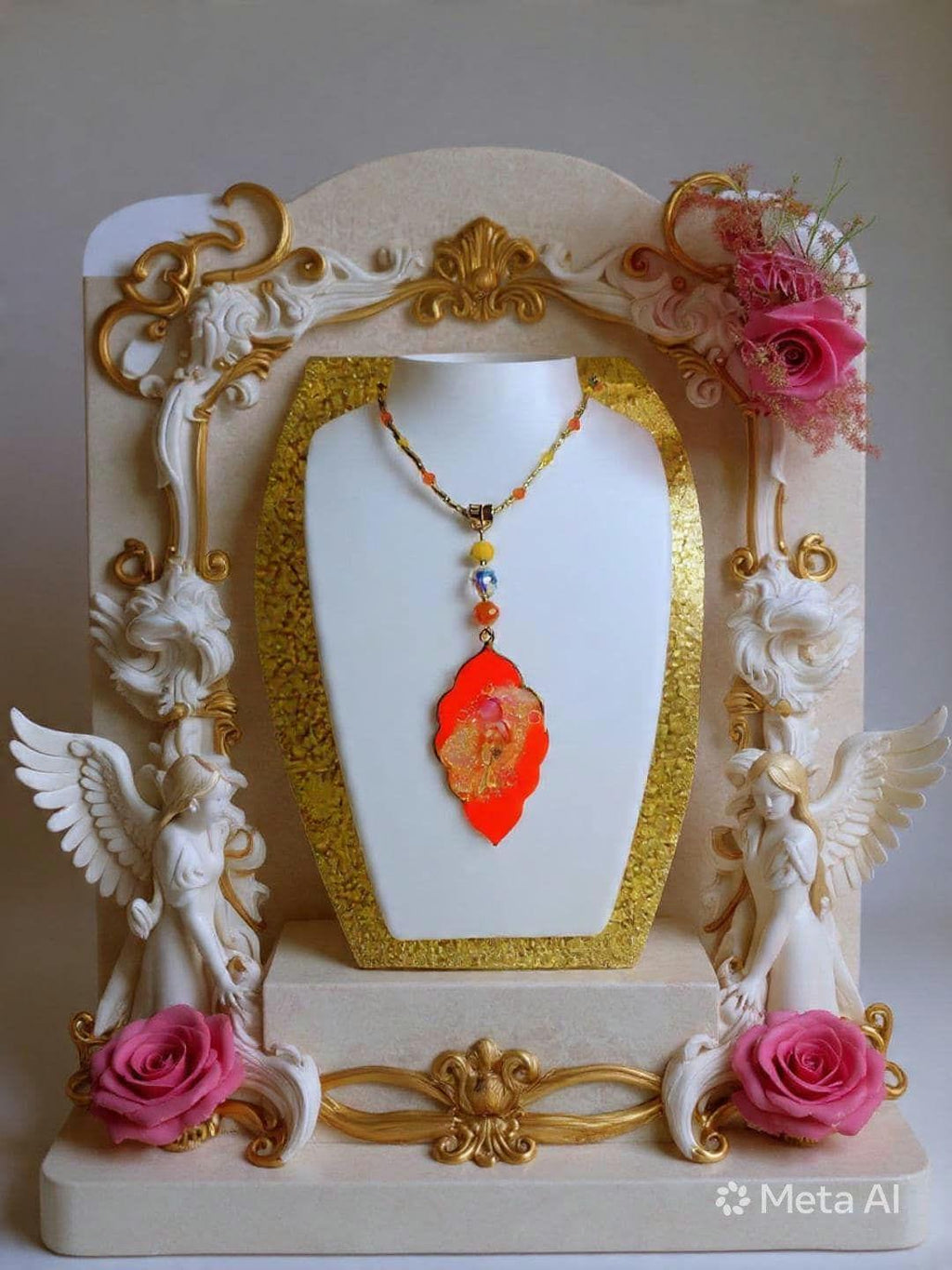 Collier " coco brazil "  perroquet des îles tropicales, résiné à la main , serti de cristaux multicolores , Bijou artisanal