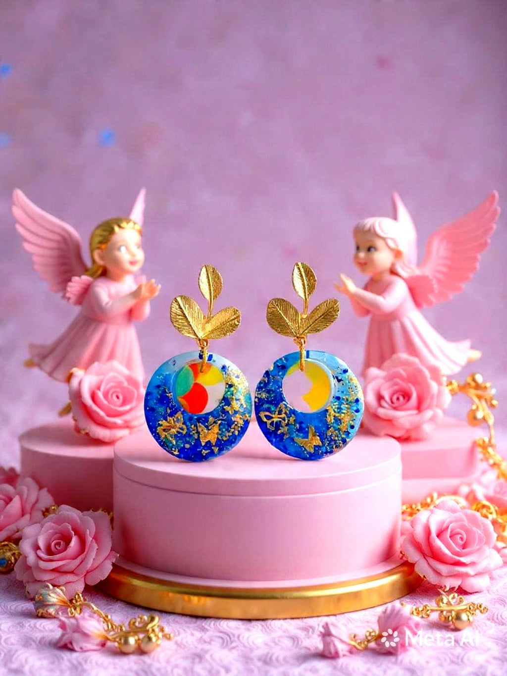 Boucles d'oreilles " papillons des lagons " en résine bleu océan, rêve tropical , fait main