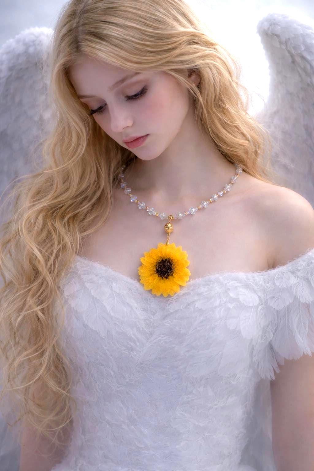 Collier tournesol doré " soleil d'été " avec perles de cristal, Fait main , le Bijou Soleil des Femmes lumineuses