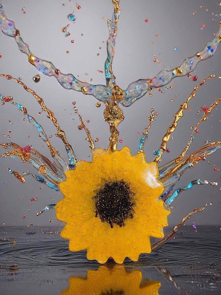 Collier tournesol doré " soleil d'été " avec perles de cristal, Fait main , le Bijou Soleil des Femmes lumineuses