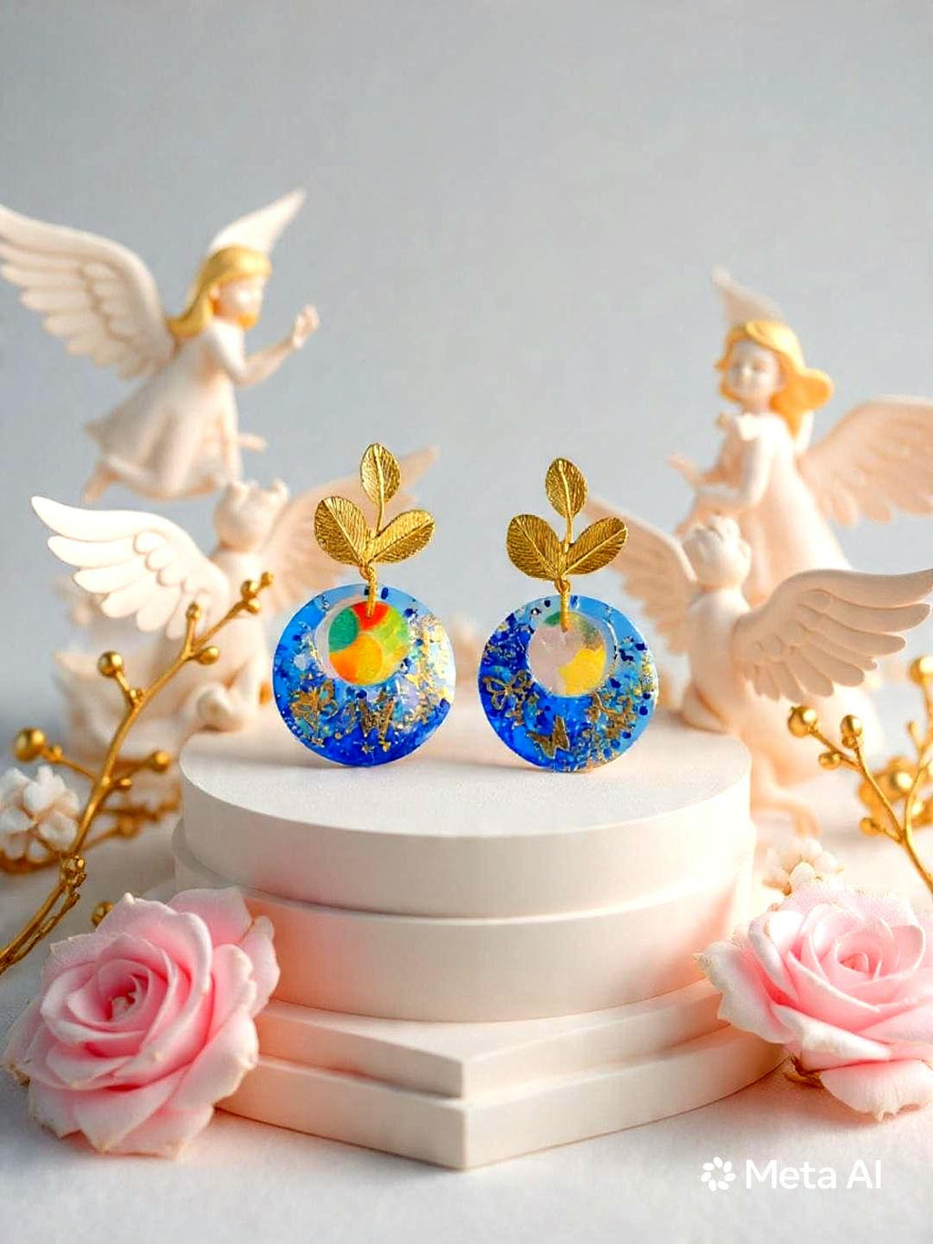 Boucles d'oreilles " papillons des lagons " en résine bleu océan, rêve tropical , fait main