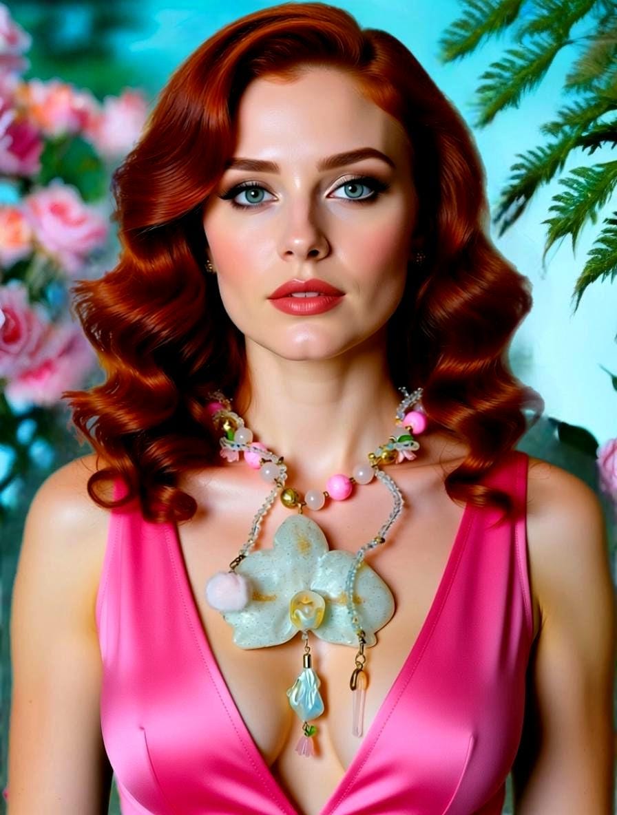 Collier orchidée " sourire d'ange " en quartz rose , perles d’eau douce & cristal , fleur résiné à la main , bijou féerique romantique