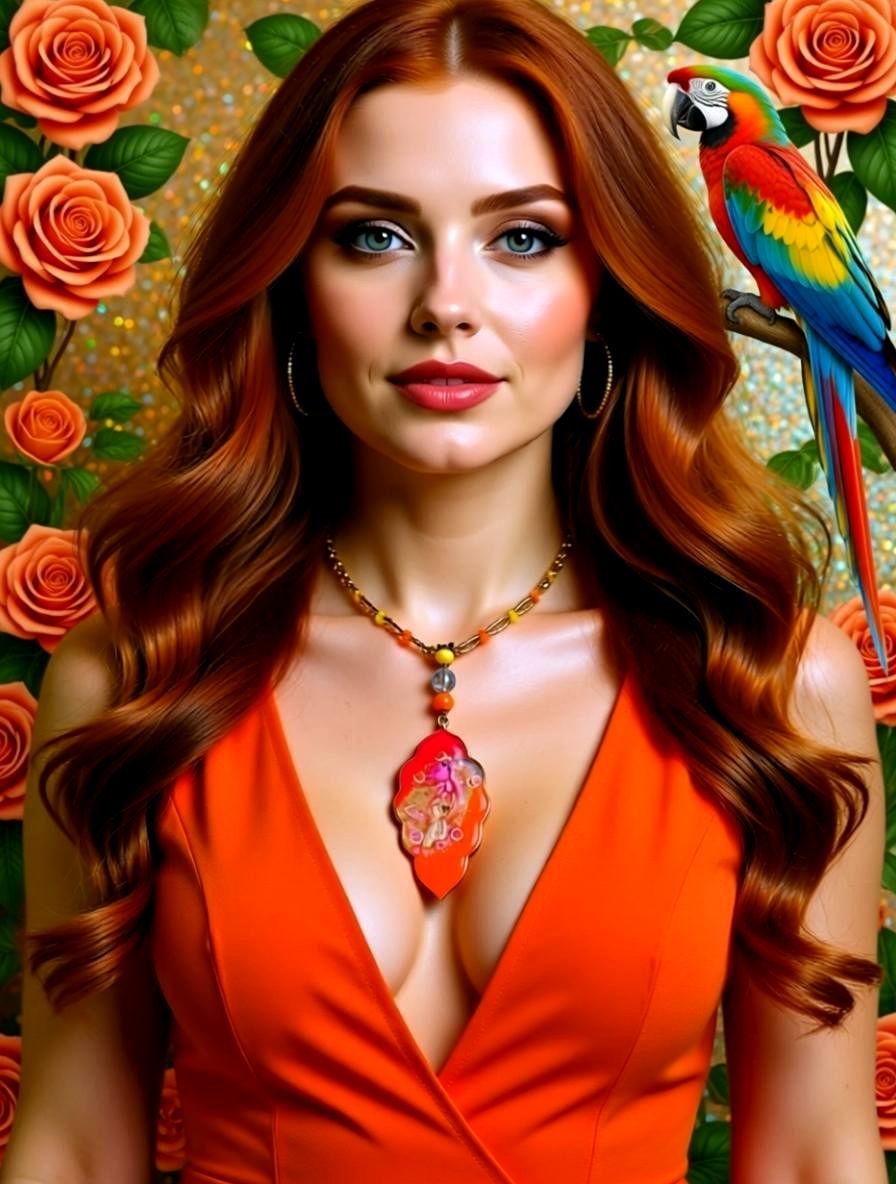 Collier " coco brazil "  perroquet des îles tropicales, résiné à la main , serti de cristaux multicolores , Bijou artisanal