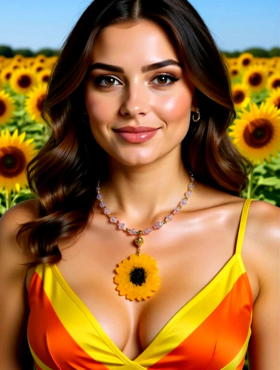 Collier tournesol doré " soleil d'été " avec perles de cristal, Fait main , le Bijou Soleil des Femmes lumineuses