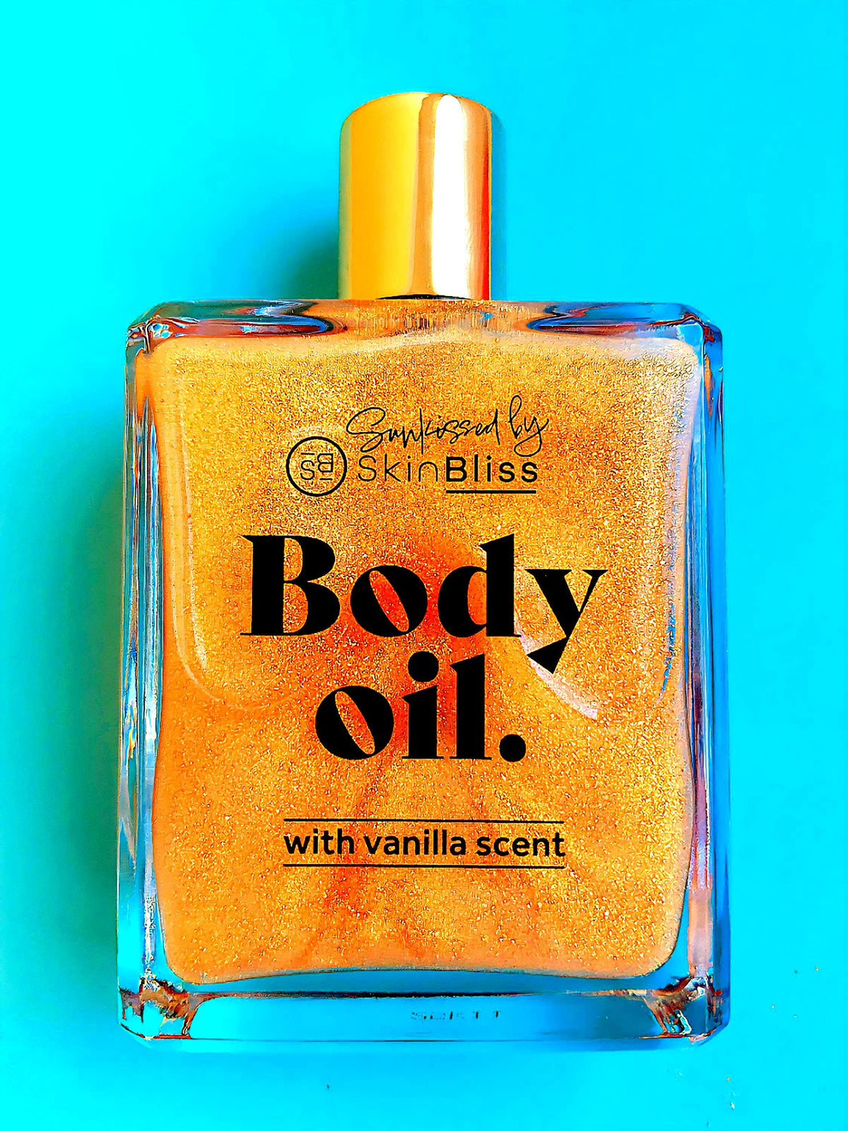 Huile d'amande pailletée or corps & cheveux à la vanille, vitamine E , huile scintillante hydratante , effet glow
