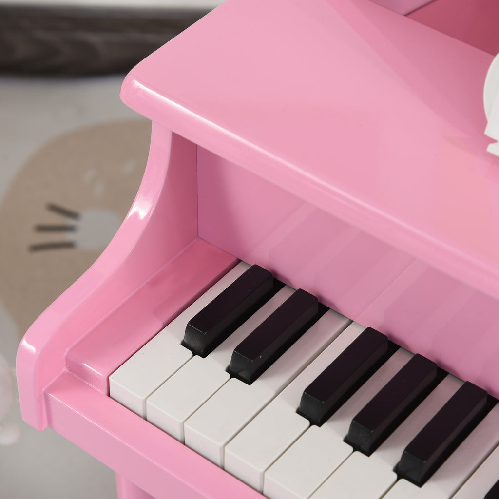 Piano à queue enfant en bois Piano enfant clavier de piano 30 touches - tabouret et pupitre inlus - Instrument de Musique - MDF rose-8