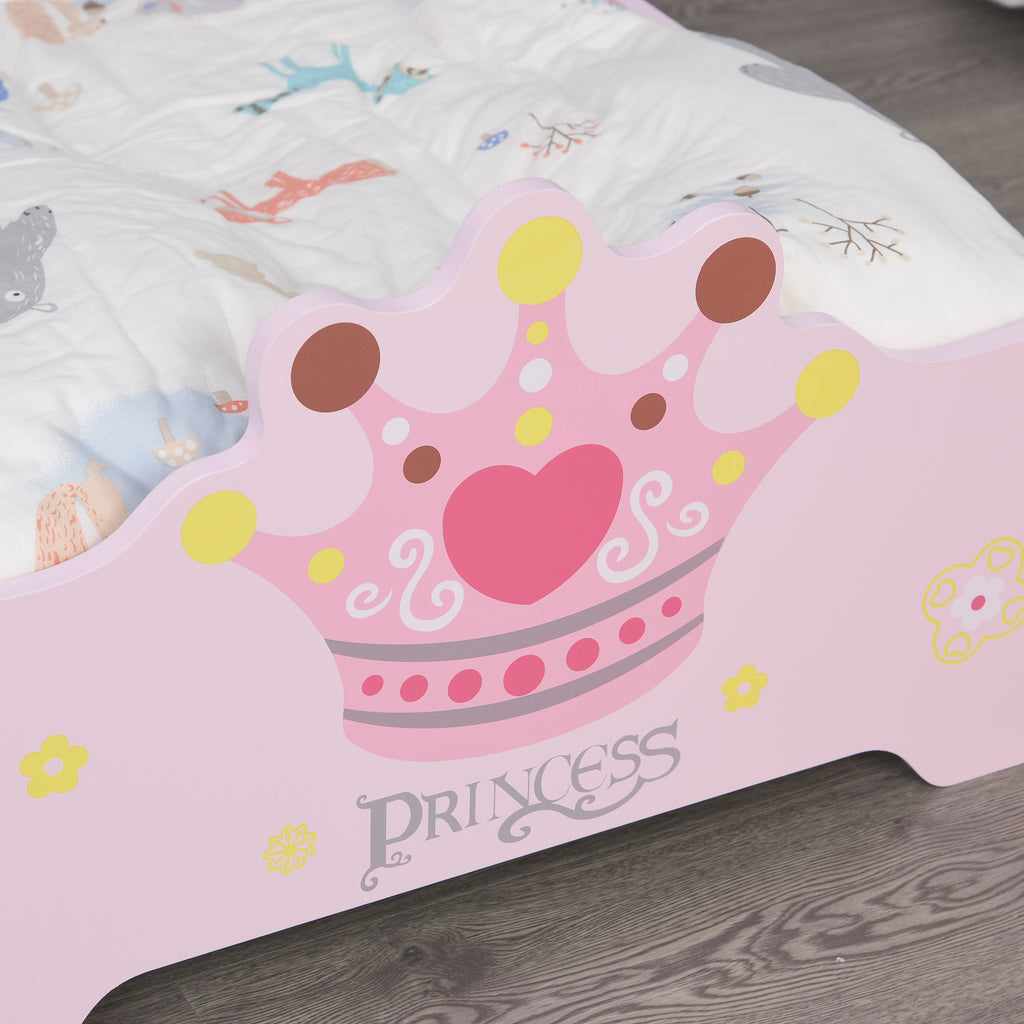Lit Enfant 140 x 70 cm - lit d'enfant Design Princesse Motif Couronne - sommier à Lattes Inclus - MDF Contre-plaqué Rose-8
