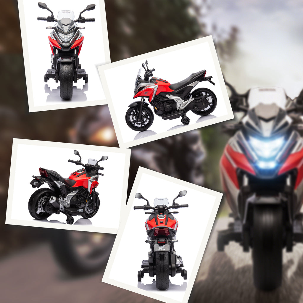 Moto électrique pour enfants 12V moto porteur Honda pour enfants 3 à 6 ans avec musique, phares rouge-8