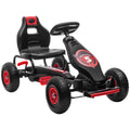 Kart à pédales pour enfant siège réglable 3 positions frein à main enfant de 5 à 12 ans rouge noir-0