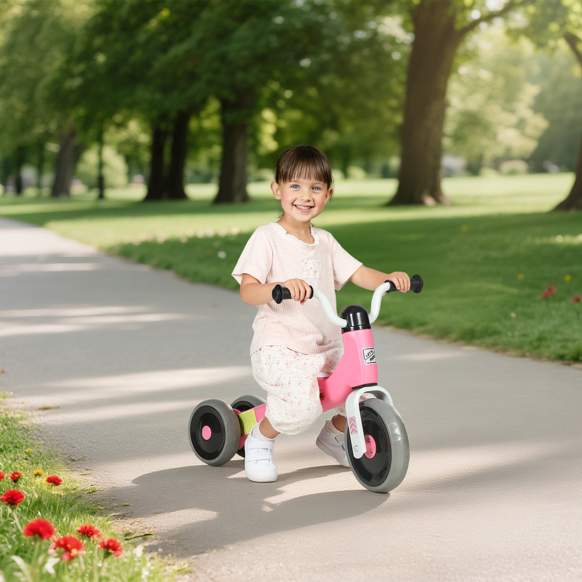 Draisienne bébé 1-3 ans jusqu'à 20 kg, vélo enfants sans pédale, 3 roues silencieuses, 69 x 40 x 49 cm, rose-1