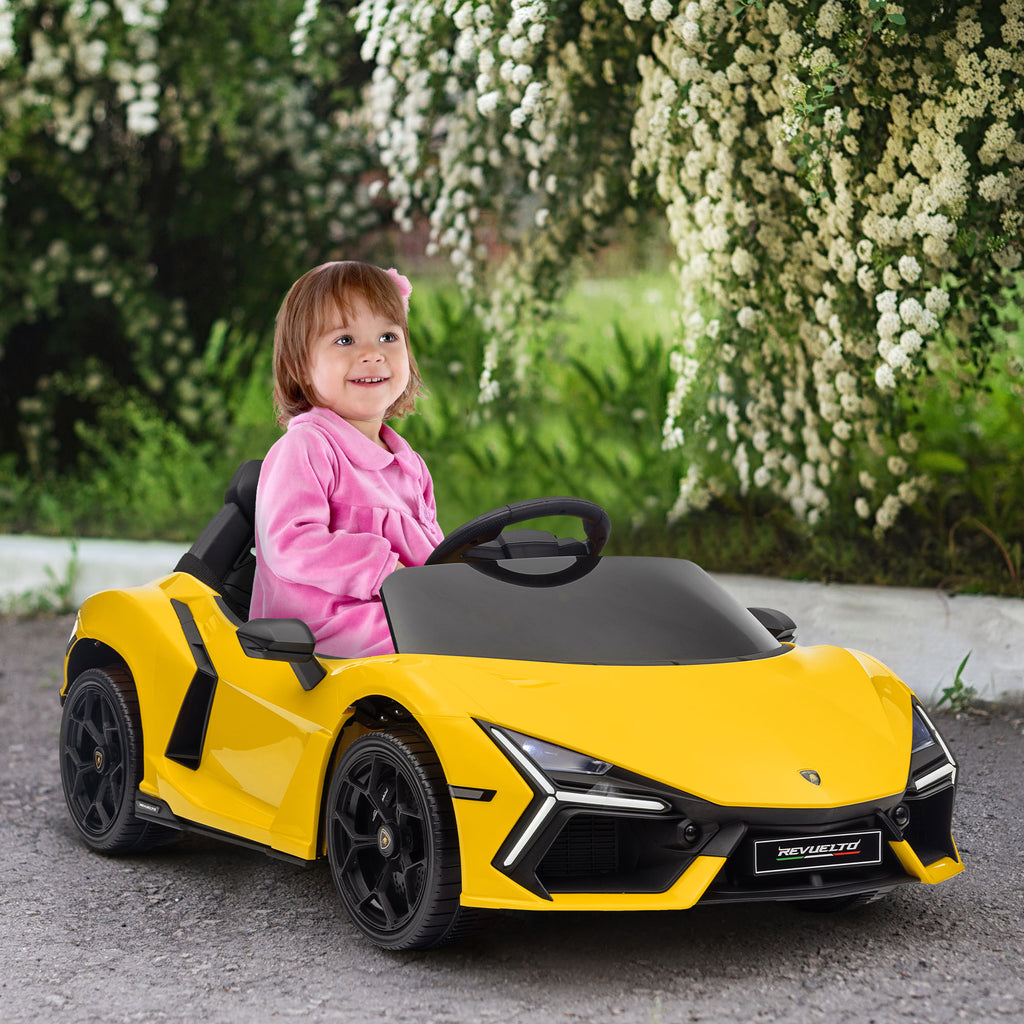 Voiture électrique 12V sous licence Lamborghini Revue véhicule électrique télécommande vitesse 3-5 km/h 3-5 ans jaune-9
