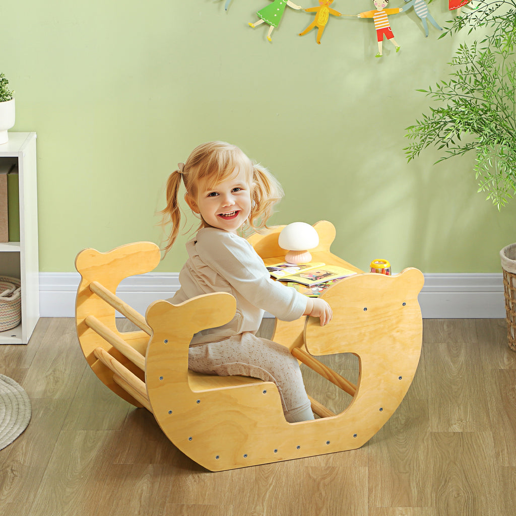 Arche d'escalade pour enfants, table à jouets pour enfants 18-48 mois, design 2 en 1, charge max. 50 kg, bois naturel-1