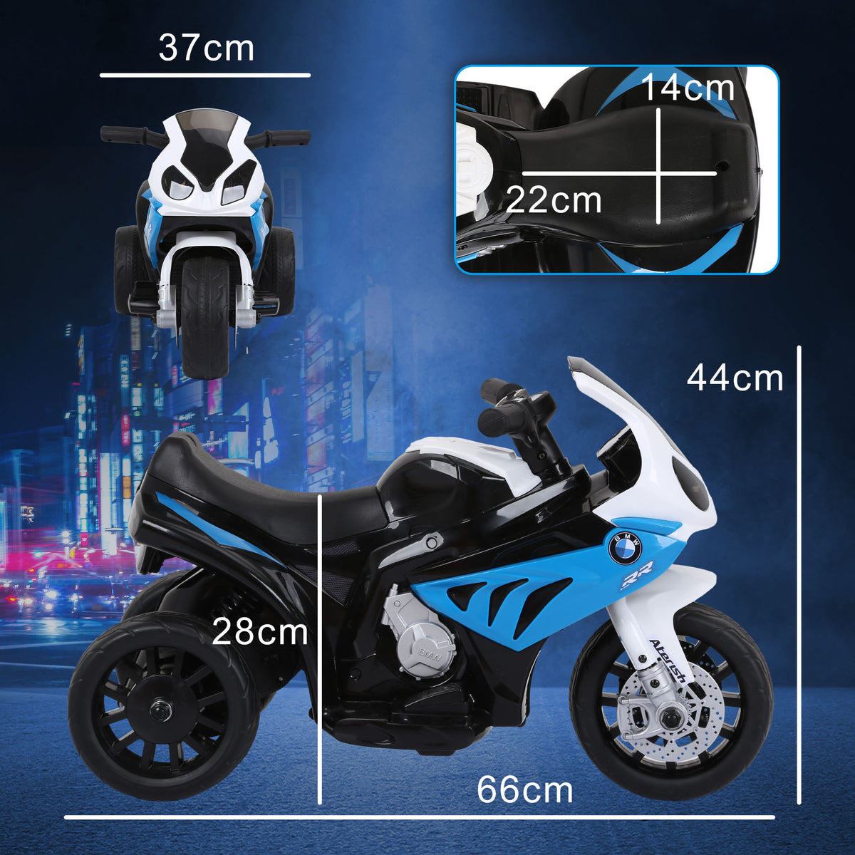 Moto électrique pour enfants 3 roues 6V 2,5 Km/h effets lumineux et sonores charge max. 20 kg BMW S1000 RR bleu-2