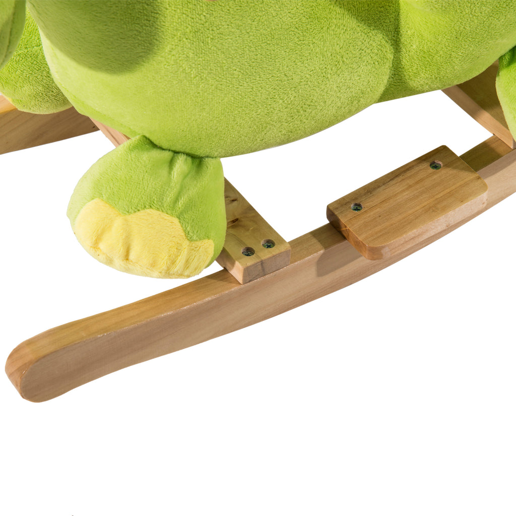 Jouet à Bascule Dinosaure Ceinture de sécurité Effet sonore 32 chansons pour enfants de 18+ Mois Bois Peluche Verte-7