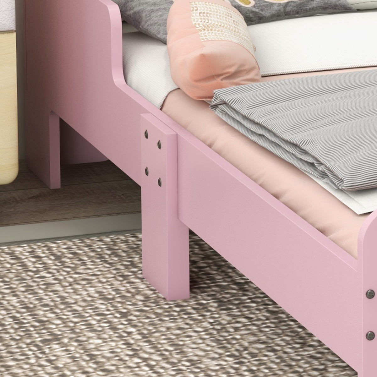 Lit pour enfants de 3 à 6 ans 143 x 74 x 55 cm design nuage sommier à lattes inclus chambre moderne rose-8