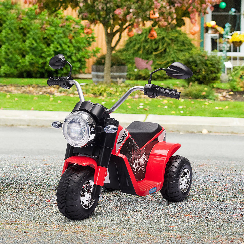 Moto électrique Enfant Chopper Tout-Terrain 6 V 20 W Marche AV AR 3 Roues Effets Lumineux et sonores Rouge Noir-9