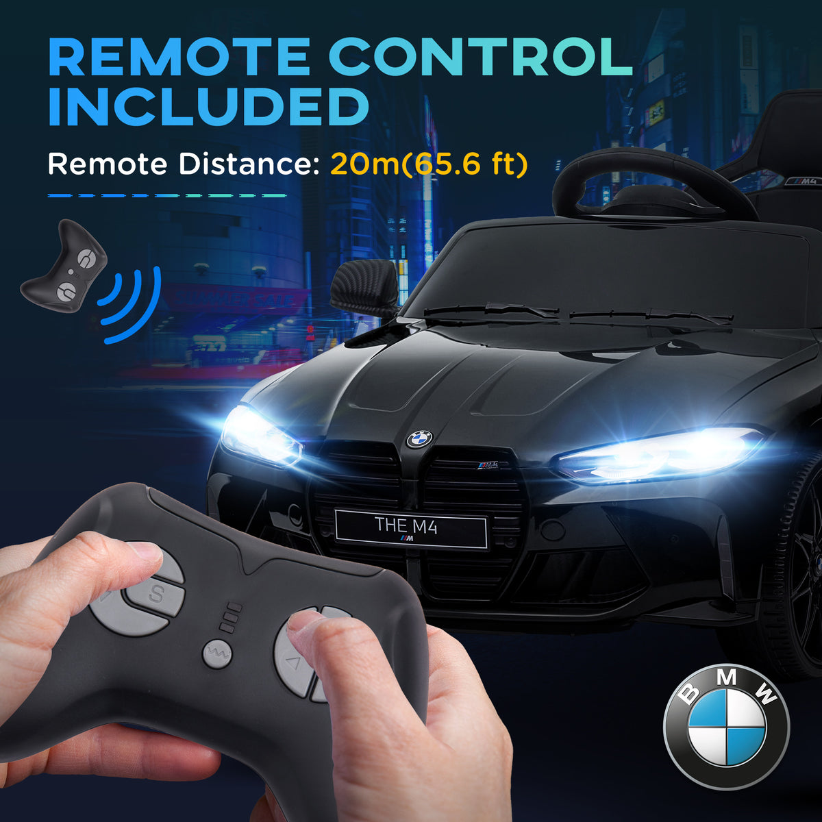 Voiture Électrique pour Enfants BMW M4 12V avec Télécommande 2,4G, Double Moteur, Klaxon, Lumières LED, Noir-7