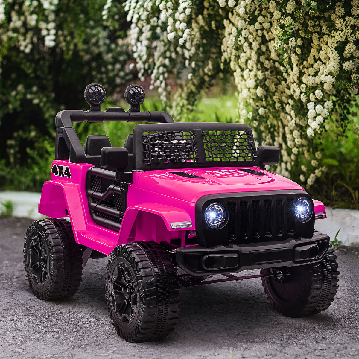 Voiture électrique Enfant Propulsion arrière 12 V 5 Km/h Max. télécommande Effets Lumineux sonores 100x65x72cm Rose-9