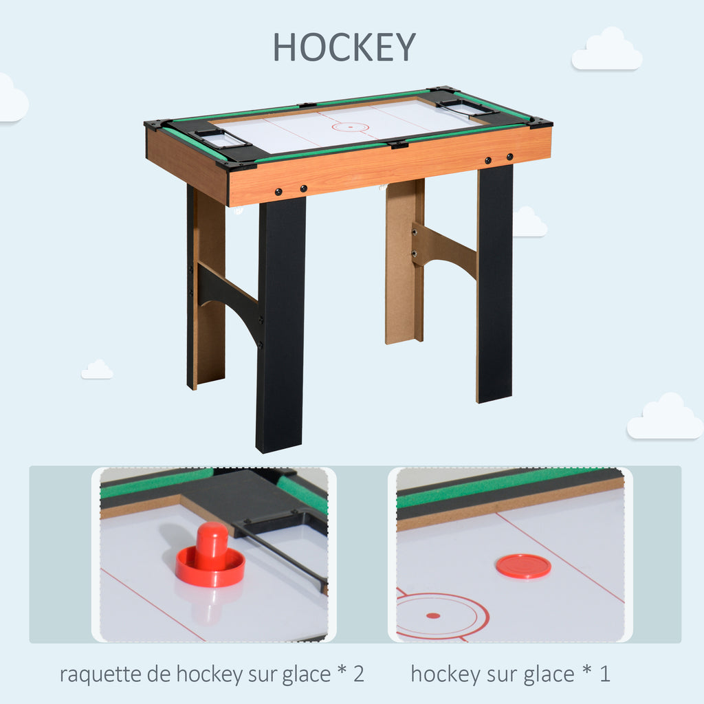 Mini Table multi jeux 4 en 1 babyfoot billard air hockey ping-pong avec accessoires en bois 92L x 78l x 80H cm-5