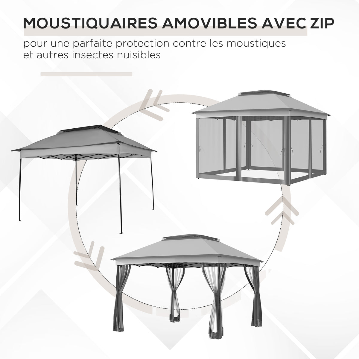 Tonnelle Barnum de Jardin Pop-up Pliant Acier Polyester imperméabilisé Anti UV moustiquaires + Sac de Transport-3