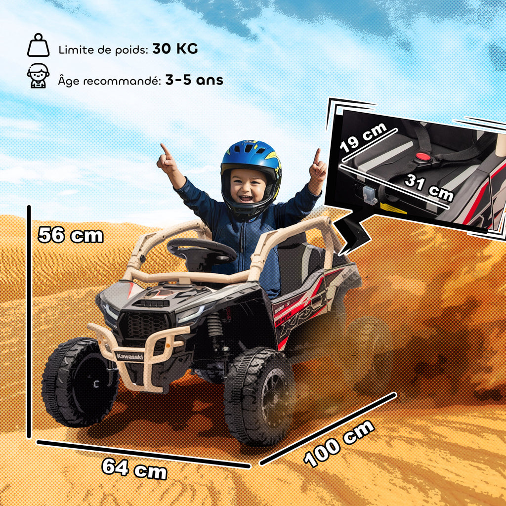 Voiture électrique enfant UTV KAWASAKI TERYX KRX 1000 12 V à 2 moteurs 25 W télécommande 2,4 Ghz 100 x 64 x 56 cm jaune-2