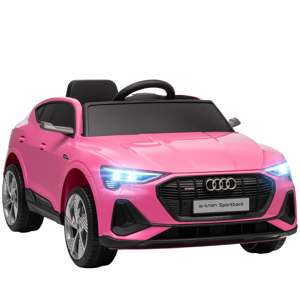 Voiture électrique enfants, véhicule électrique 12V avec télécommande 2,4G, phares, musique, klaxon, port USB, MP3, rose-0