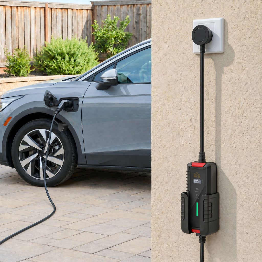 Chargeur Voiture Électrique Type 2 3,7kW [5m, 6/8/10/13/16A] Câble de Recharge Portable Écran LCD Retardateur Noir-1