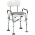 Tabouret de Douche Réglable en Hauteur à 5 Niveaux, Chaise de Douche, Accoudoirs Rembourrés et Coussin Amovible, Gris-0