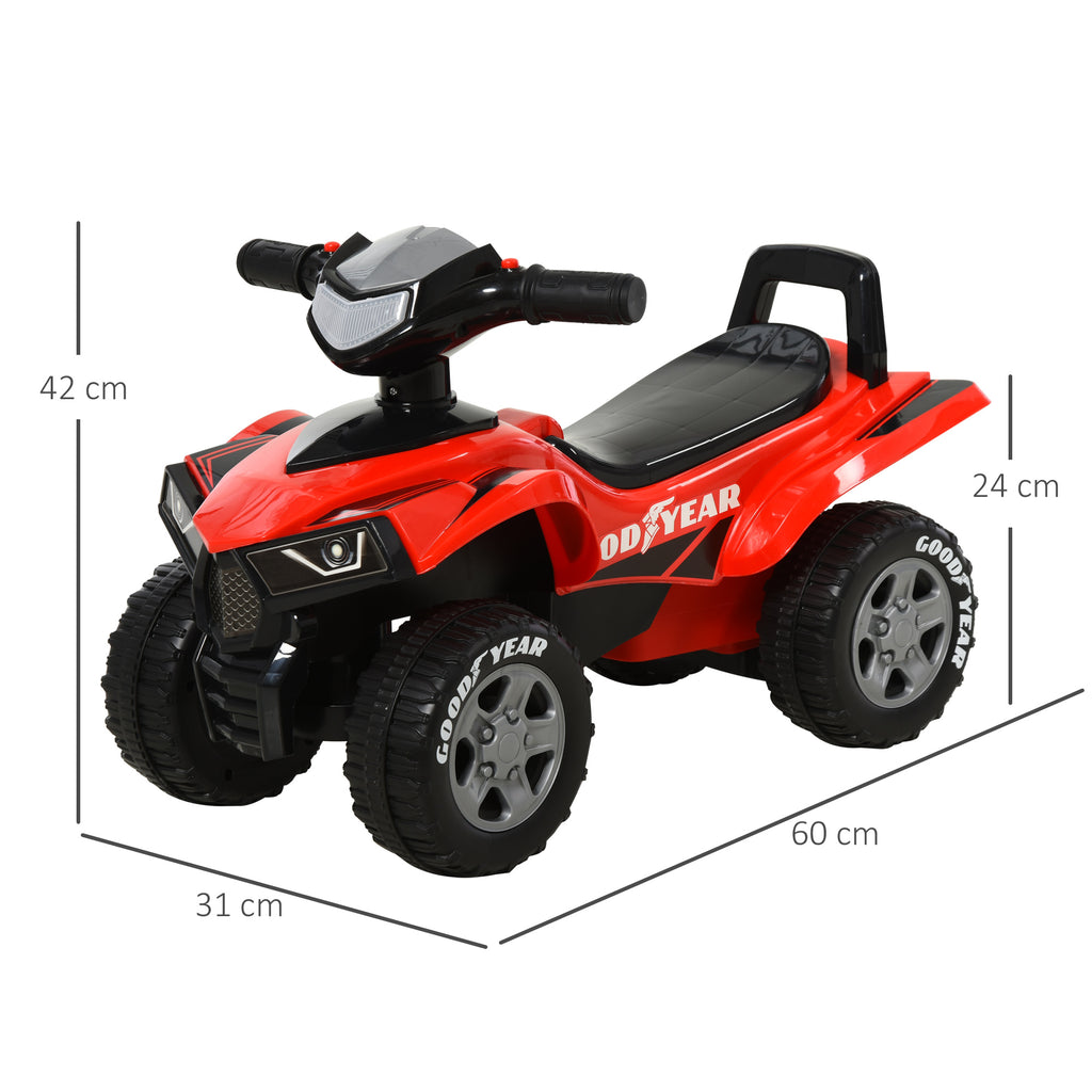 Porteur Enfants Quad 18-36 Mois dim. 60L x 31l x 42H cm Effets Lumineux et sonore Rouge Noir-2