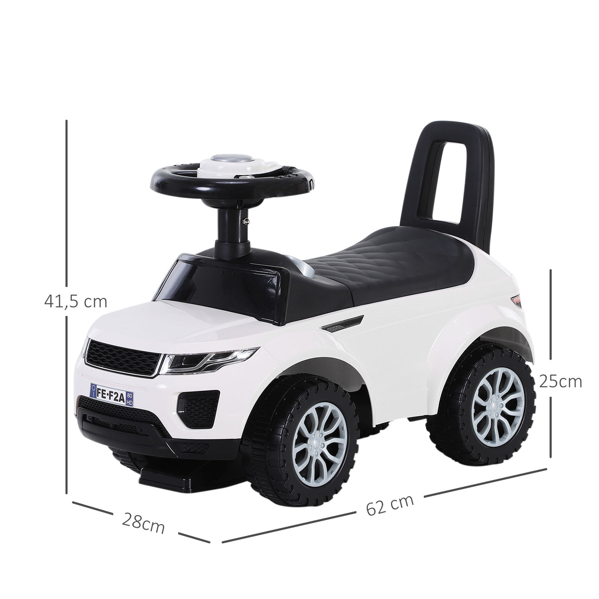 Porteur Enfant Véhicule à Pousser, Porteur Bébé avec Klaxon, Compteurs Factices et Coffre à Jouets, pour Enfants de 12 à 36 Mois, Blanc-2
