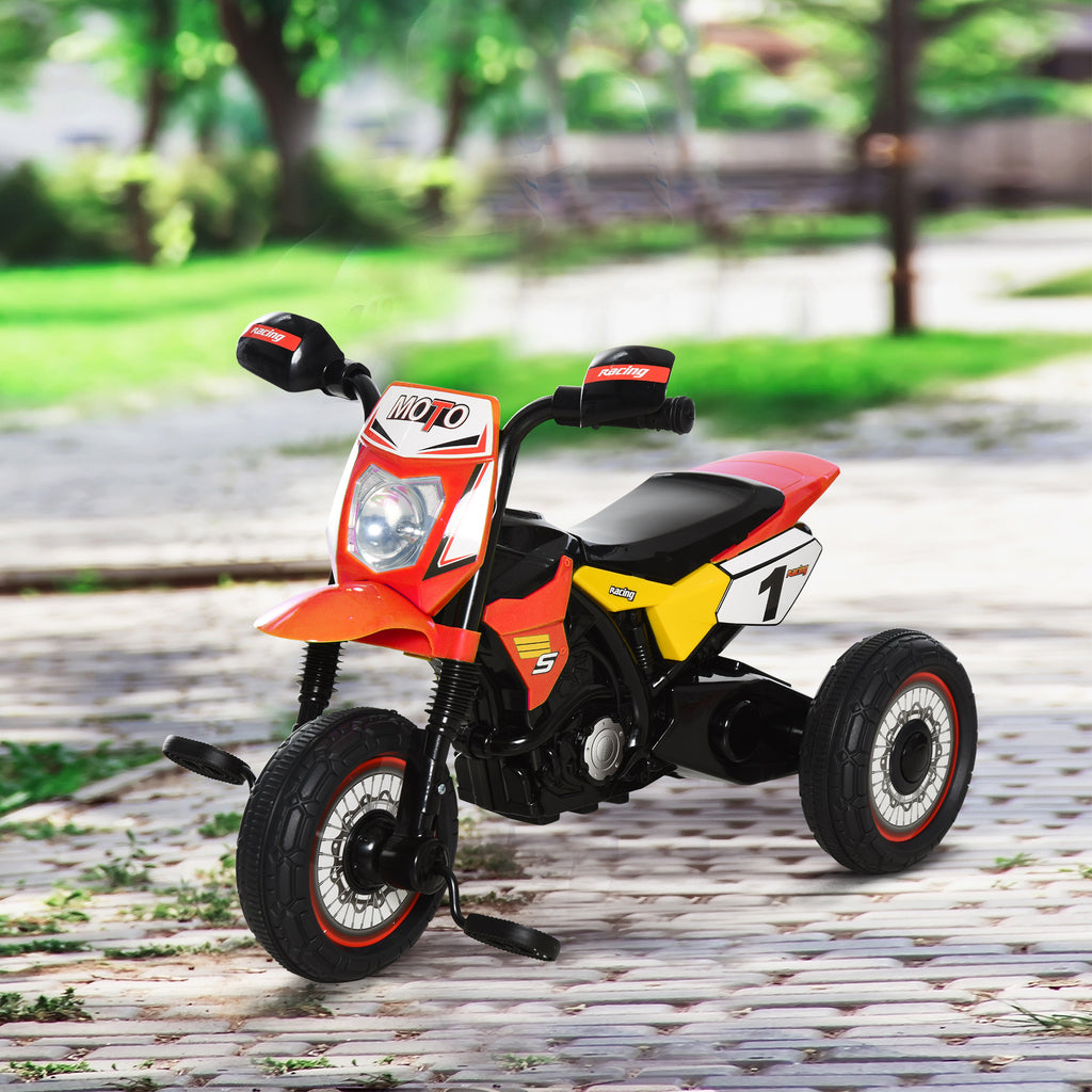Tricycle Enfants Moto Cross Effets musicaux et Lumineux Coffre Rangement Rouge-1