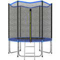 Trampoline Extérieur Trampoline de Jardin Enfants et Adultes 6 Poteaux au Sol  Charge 80kg 36 Ressorts Ø183cm Bleu-0