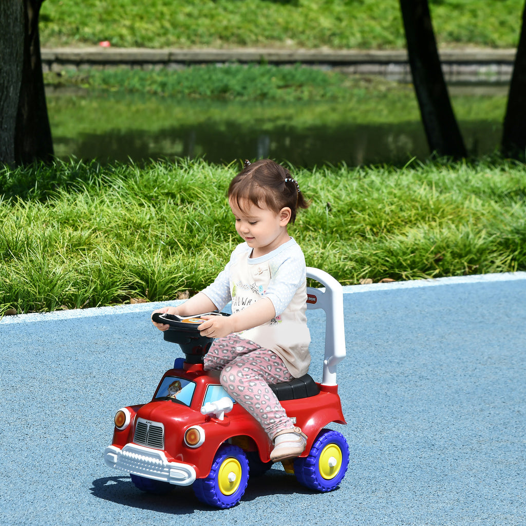 Porteur trotteur Enfants véhicule à pousser camion de pompier 18-36 Mois Coffre phares musique rouge-1