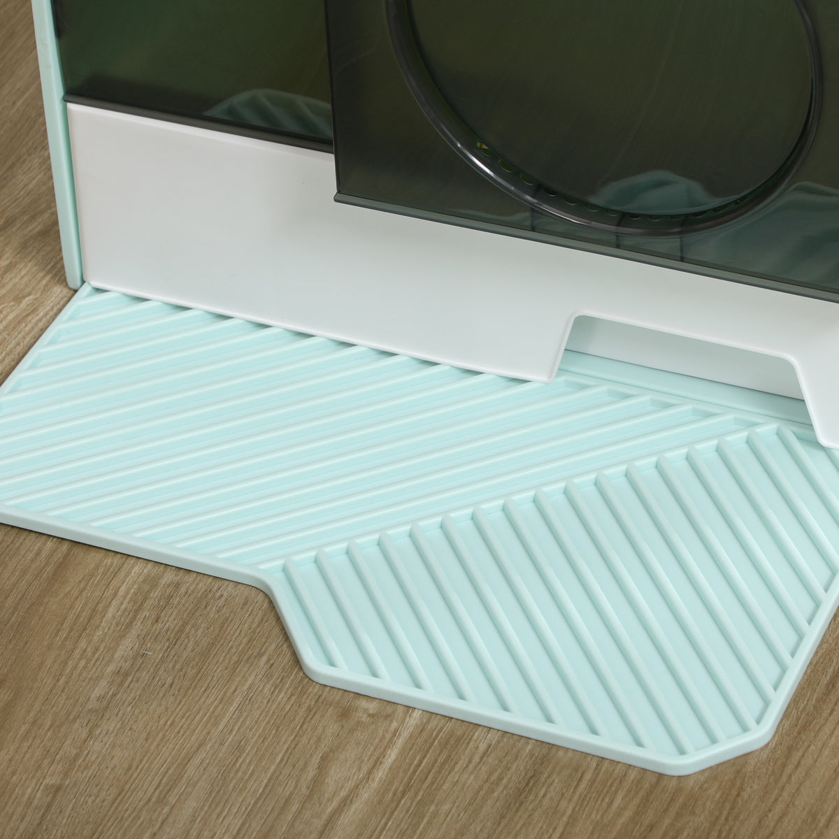 Maison de toilette bac à litière pour chat design maisonnette avec pelle, filtre et tapis dim. 47L x 45l x 42H cm bleu-8
