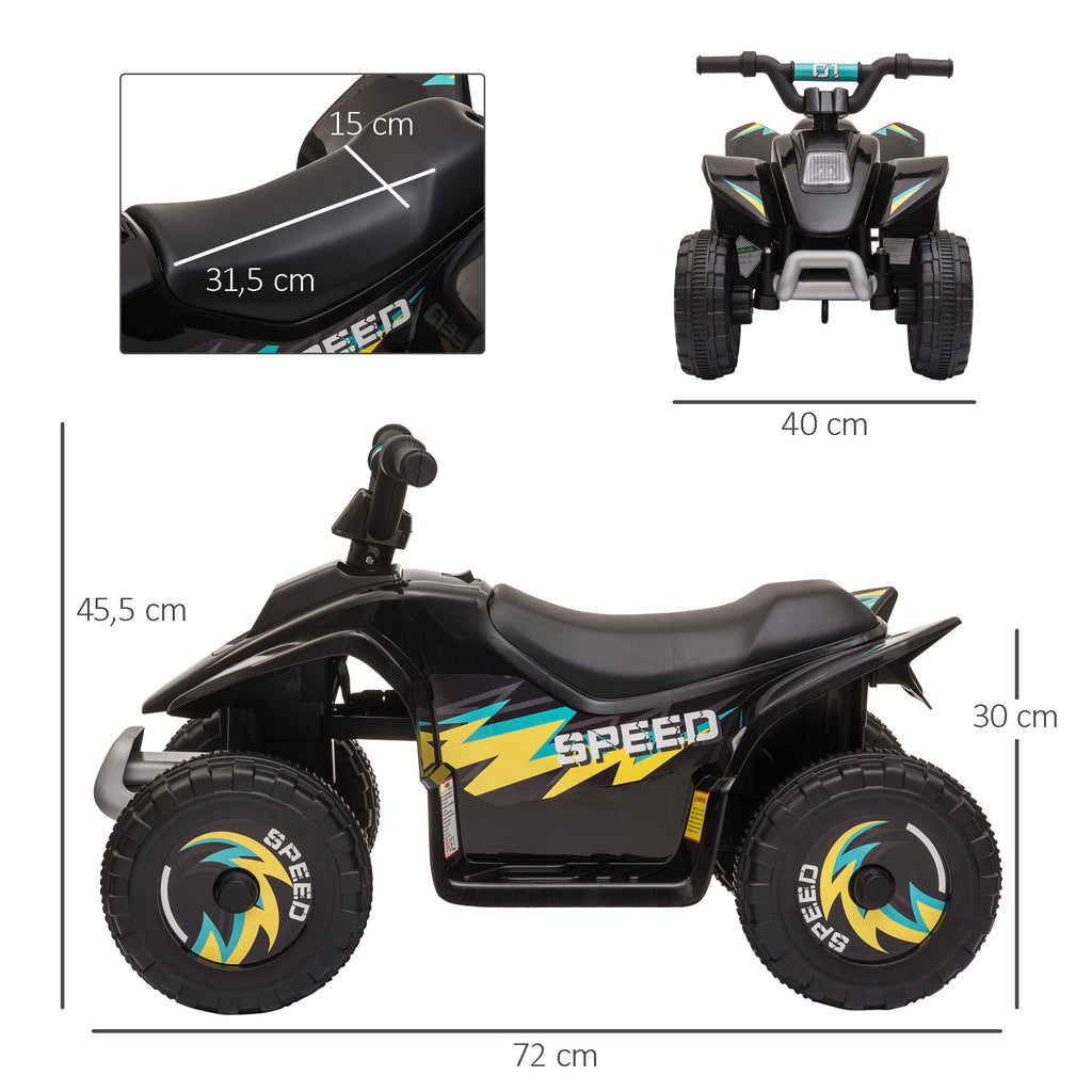 Quad électrique pour enfants 18-36 mois véhicule à batterie 6V avec marche avant et arrière 72 x 40 x 45,5 cm noir-2