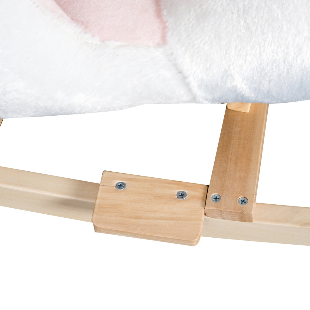 Jouet à bascule cygne à bascule pour enfant de 18 mois et plus fonction musique pieds en bois - blanc et rose-8