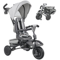 Tricycle bébé évolutif 6 en 1, tricycle enfant pliable avec poignée parentale réglable, siège pivotant 360°, gris-0